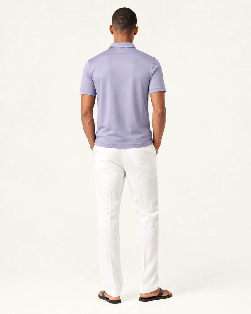 Lightweight Acetate Short-Sleeve Polo Shirt