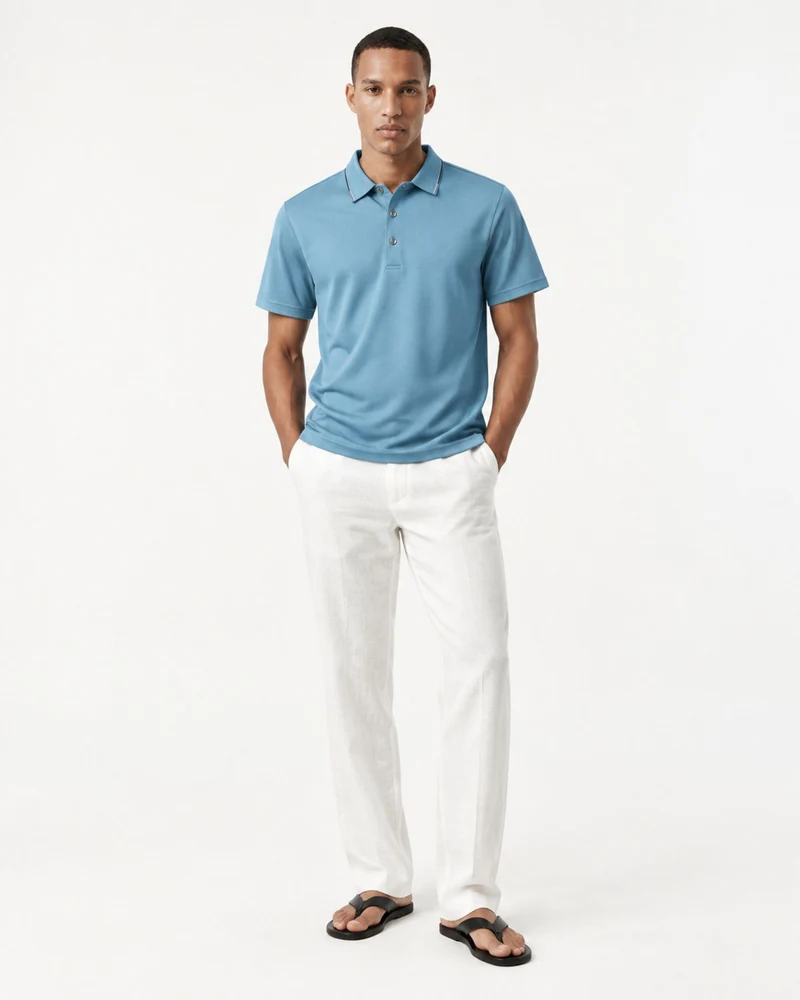 Lightweight Acetate Short-Sleeve Polo Shirt