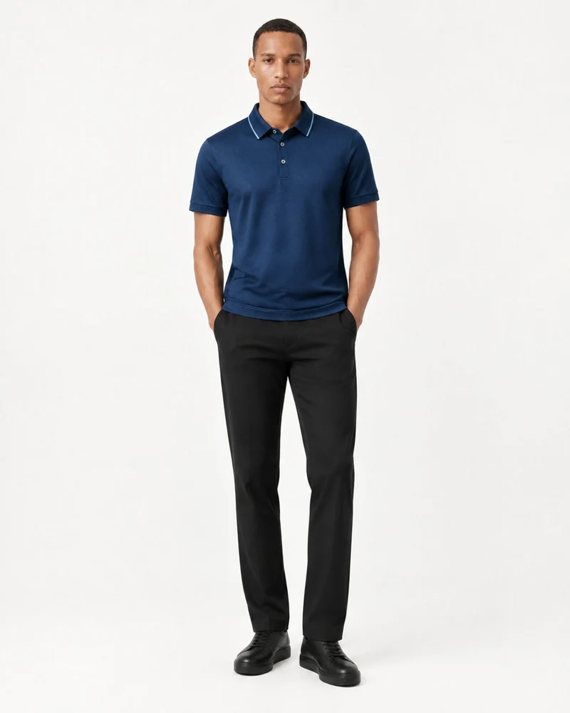Lightweight Acetate Short-Sleeve Polo Shirt