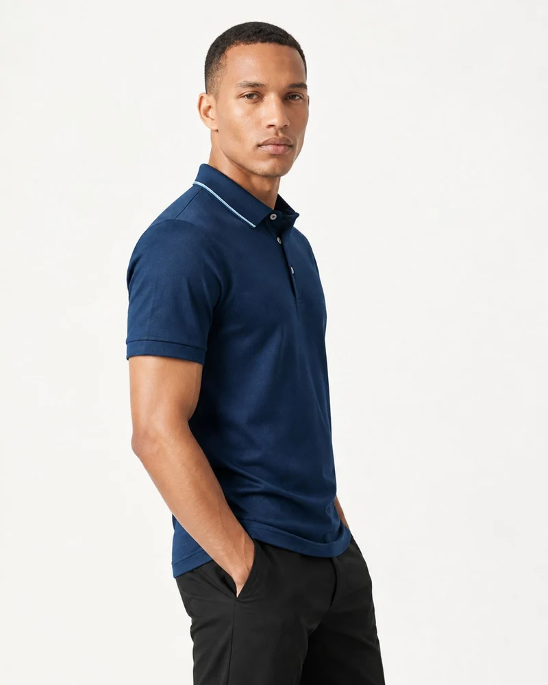 Lightweight Acetate Short-Sleeve Polo Shirt