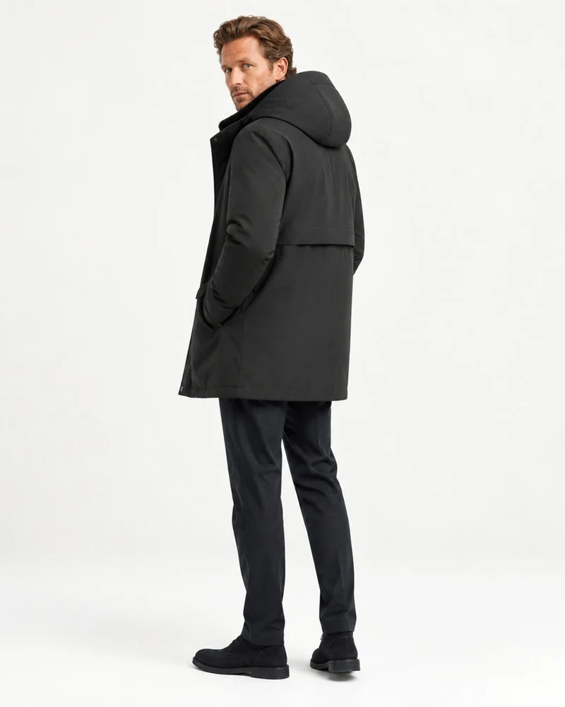 Rabbit Fur and Goose Down-Lined Hooded Nylon Parka