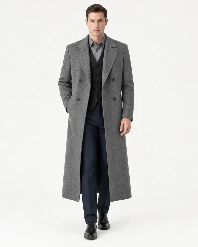 Over-the-Knee Double-Faced Wool Overcoat