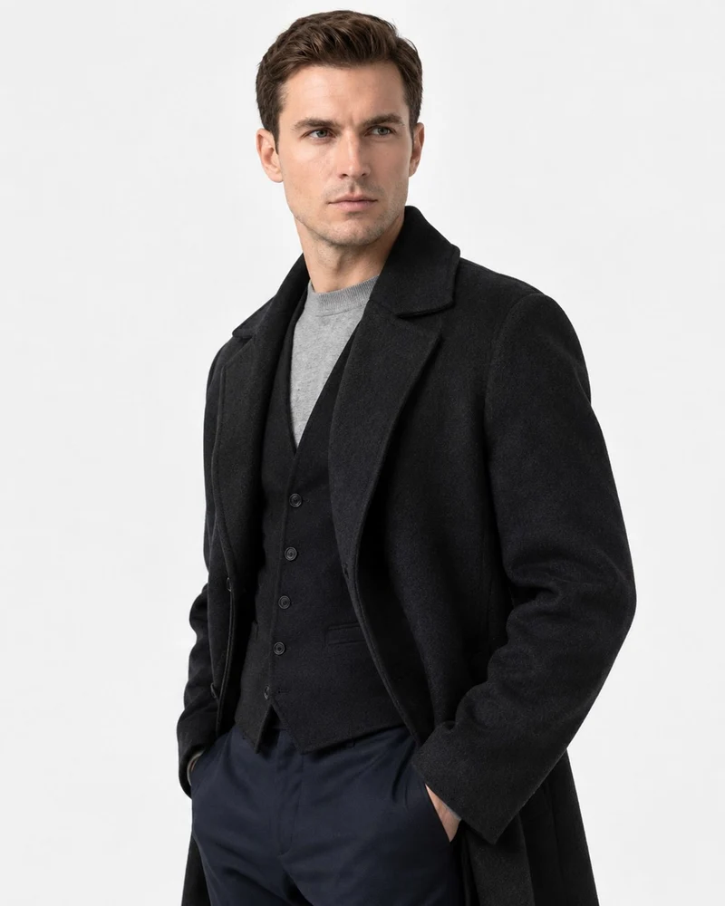 Over-the-Knee Double-Faced Wool Overcoat