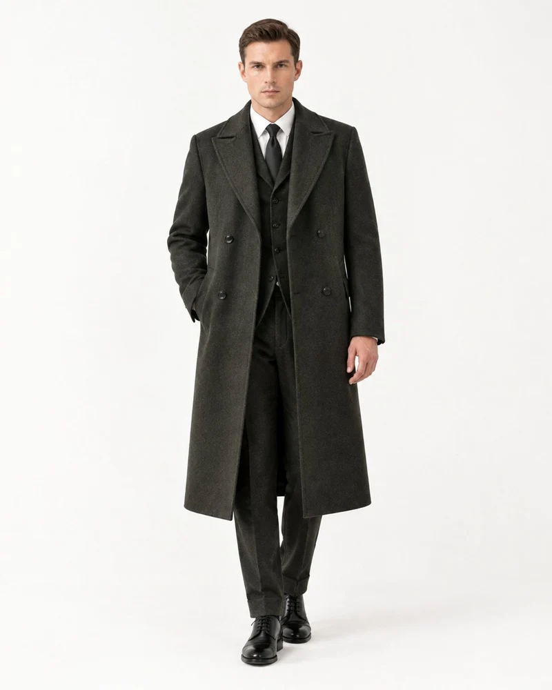 Over-the-Knee Double-Faced Wool Overcoat