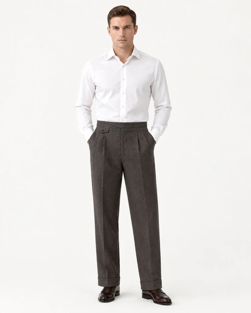 NY High-Waisted Double-Pleated Gurkha Trousers