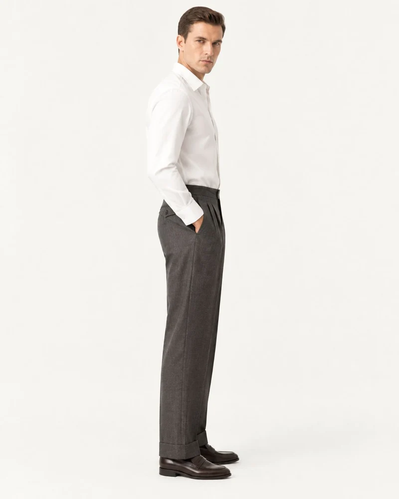 NY High-Waisted Double-Pleated Gurkha Trousers