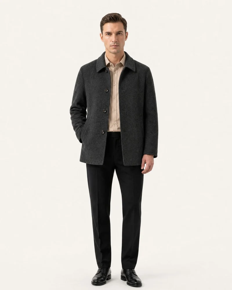 Hamptons Lined Wool Coat with Lapels