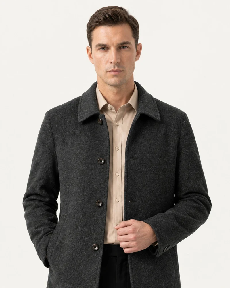 Hamptons Lined Wool Coat with Lapels