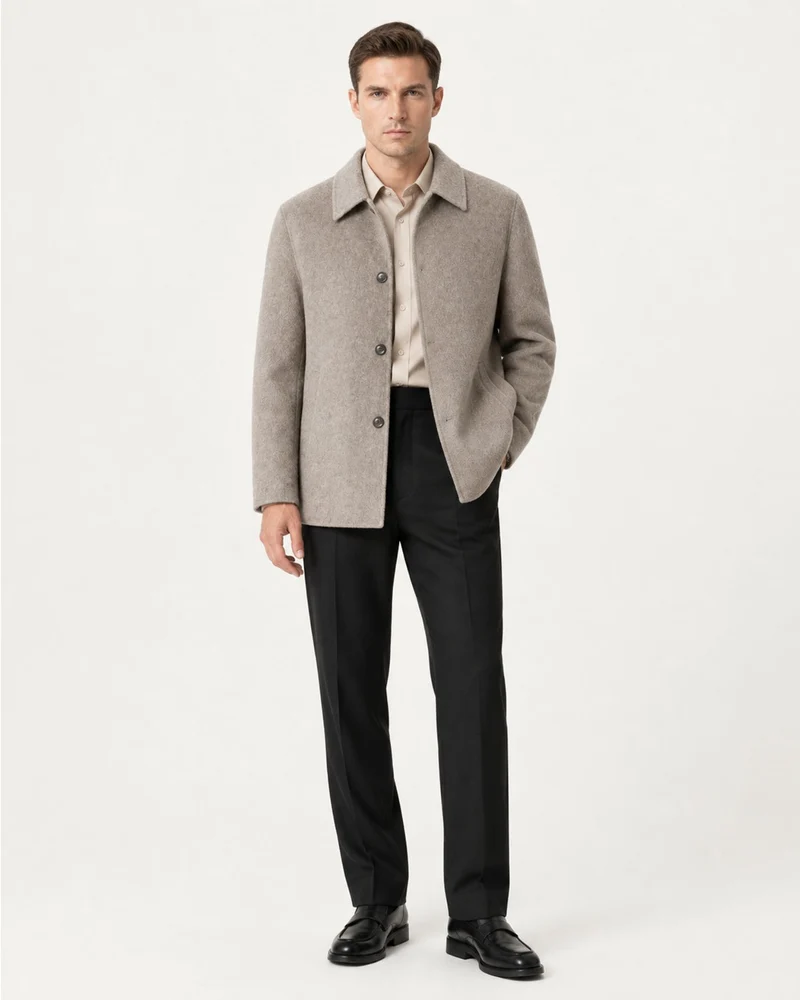 Hamptons Lined Wool Coat with Lapels