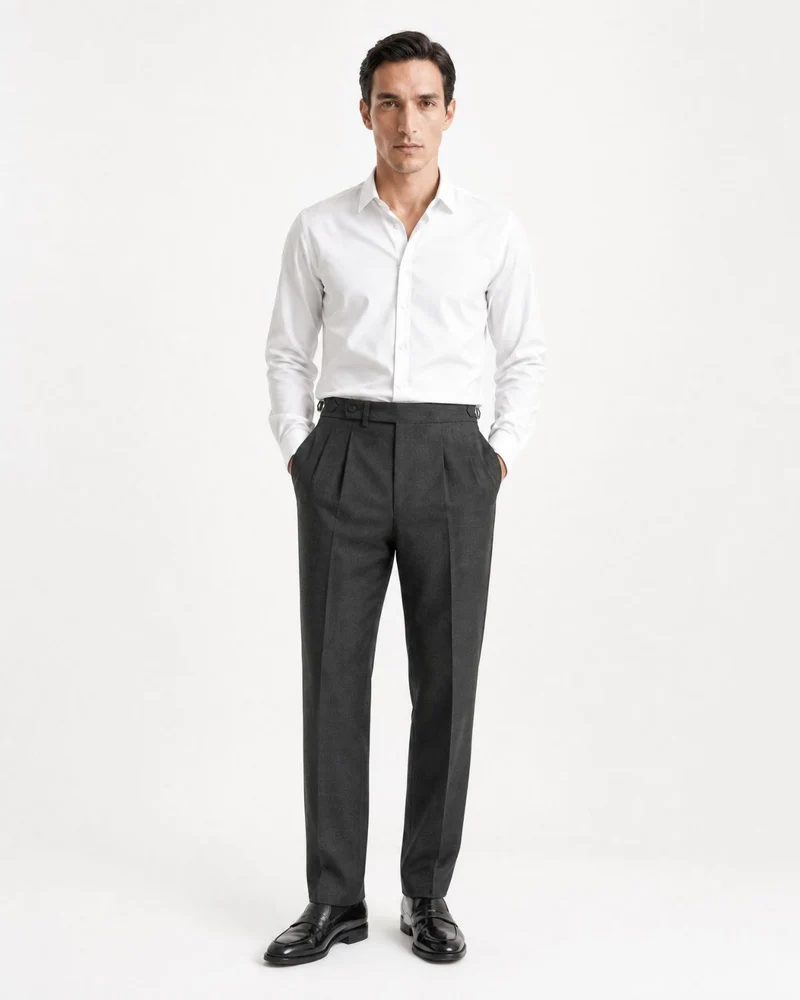 Wrinkle-Resistant Double-Pleated Dress Trousers