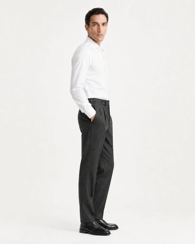 Wrinkle-Resistant Double-Pleated Dress Trousers