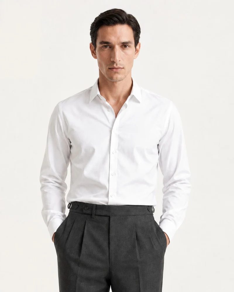 Wrinkle-Resistant Double-Pleated Dress Trousers
