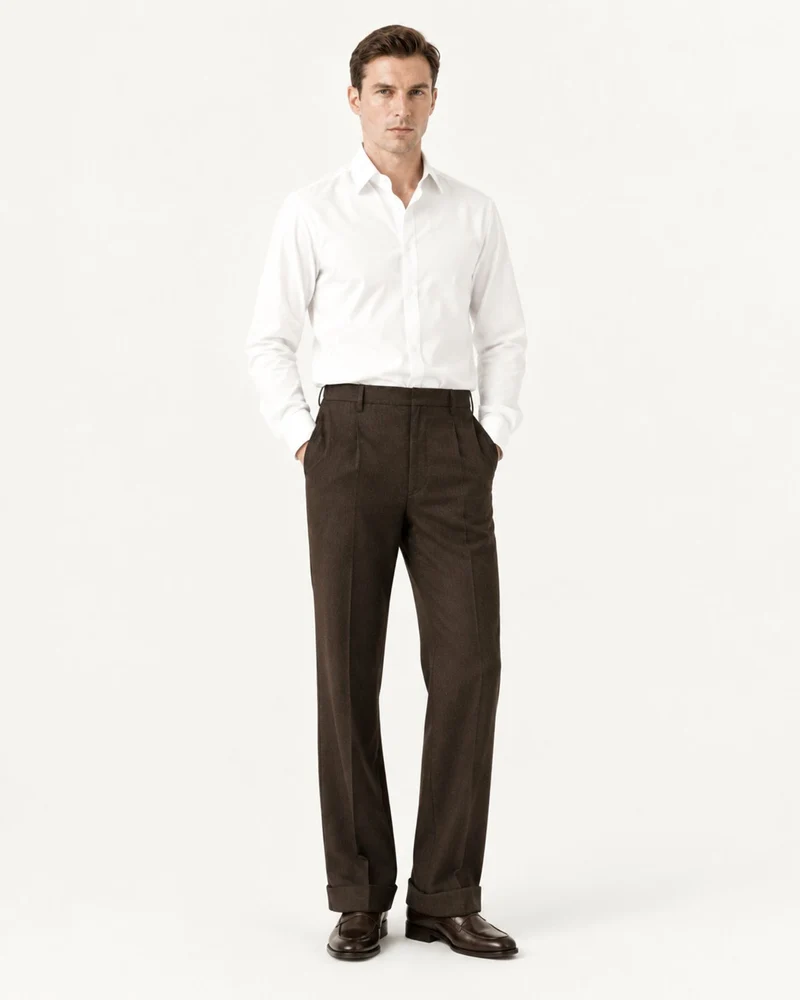 Wide-Leg Hollywood Waist Trousers