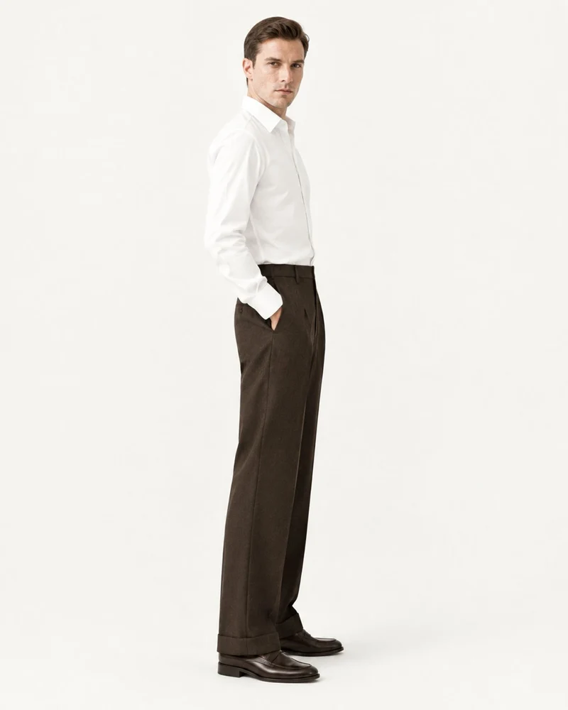 Wide-Leg Hollywood Waist Trousers