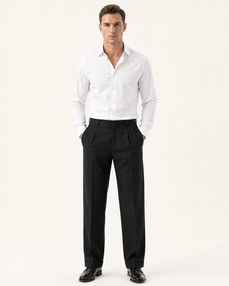 Wide-Leg Hollywood Waist Trousers