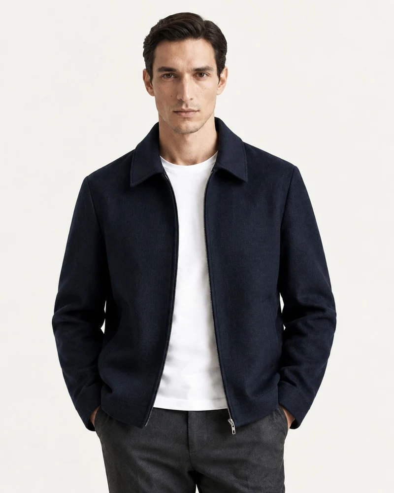 Point Collar Wool Cashmere Blend Coat
