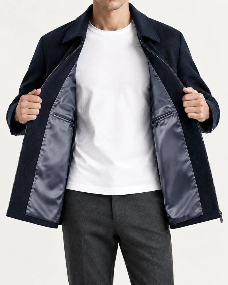 Point Collar Wool Cashmere Blend Coat