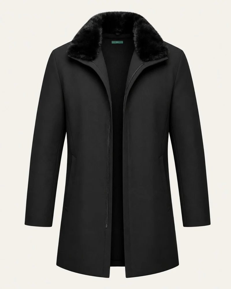 High-end Mid-Length Mink-Lined Parka with Fur Collar
