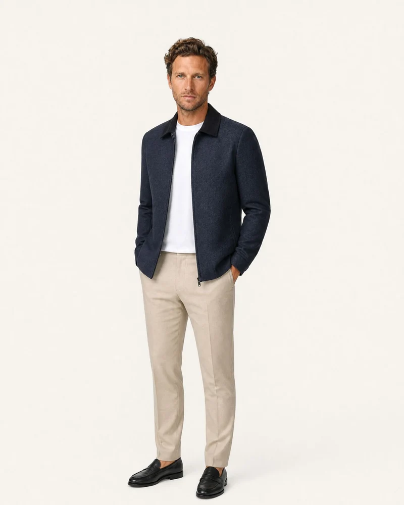 Light Collared Wrinkle-Resistant Wool Jacket