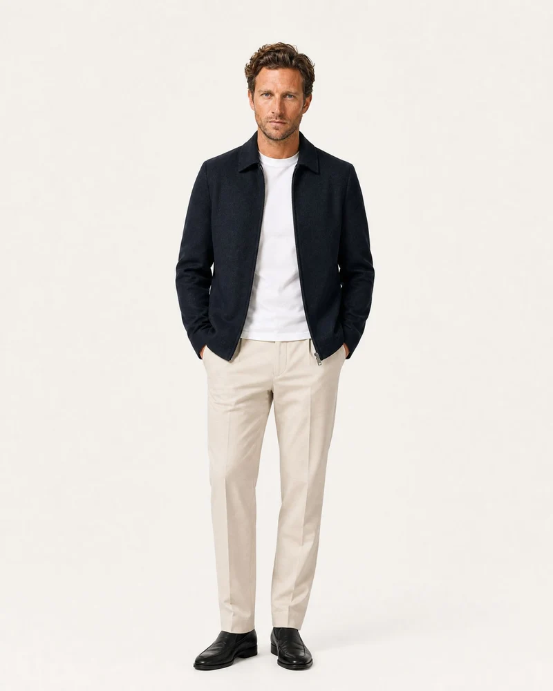 Light Collared Wrinkle-Resistant Wool Jacket