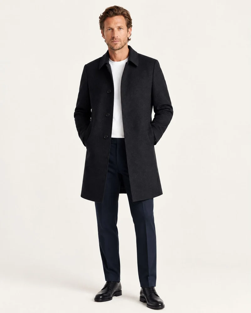 Mid-Length Double-Faced Cashmere Overcoat