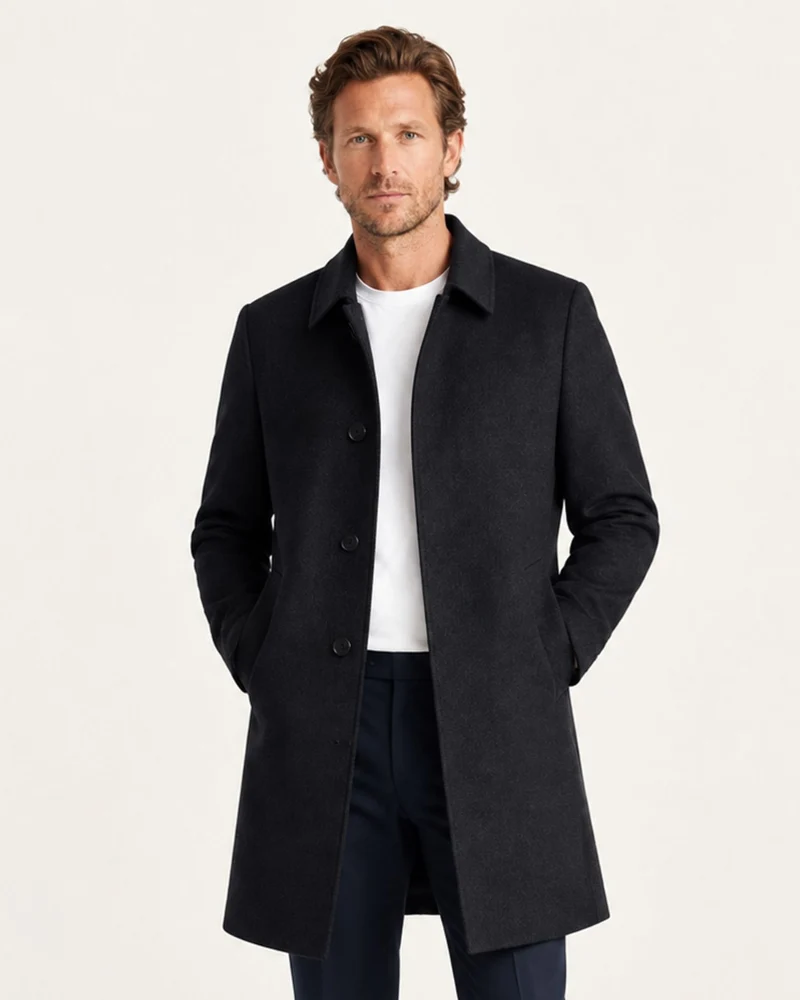 Mid-Length Double-Faced Cashmere Overcoat