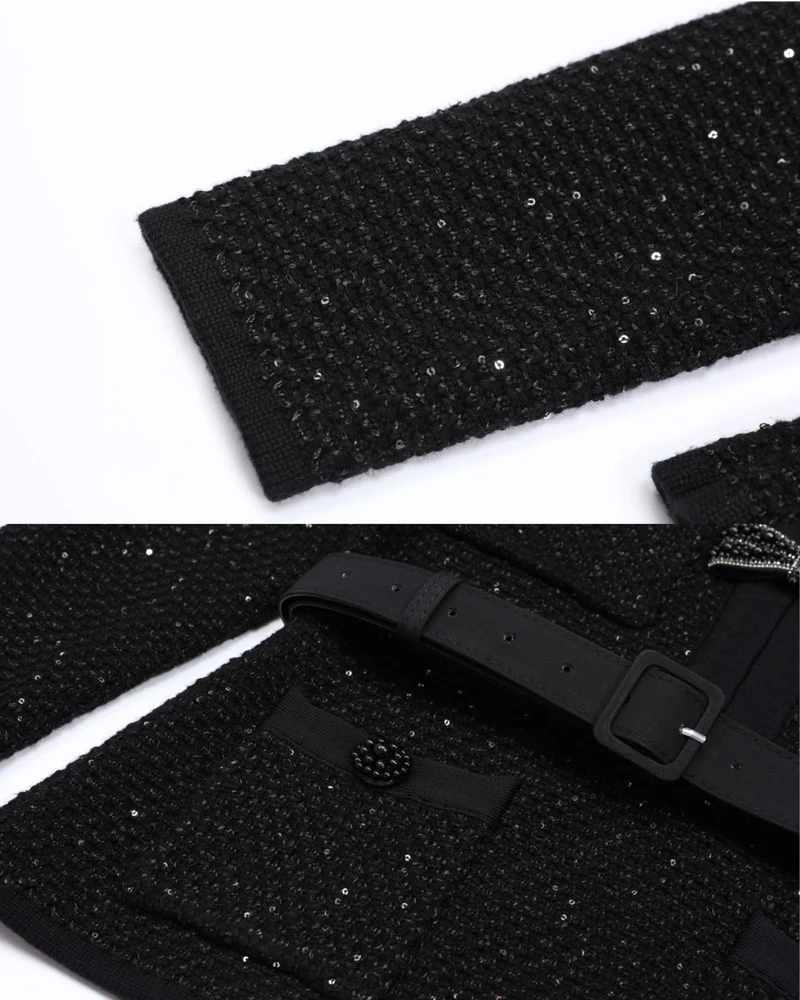 Mary Beaded Belt Slimming Top Knitwear + Skirt