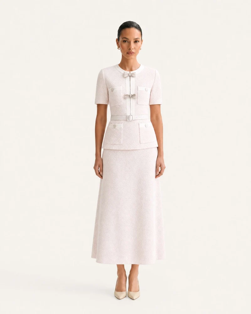 Mary Beaded Belt Slimming Top Knitwear + Skirt