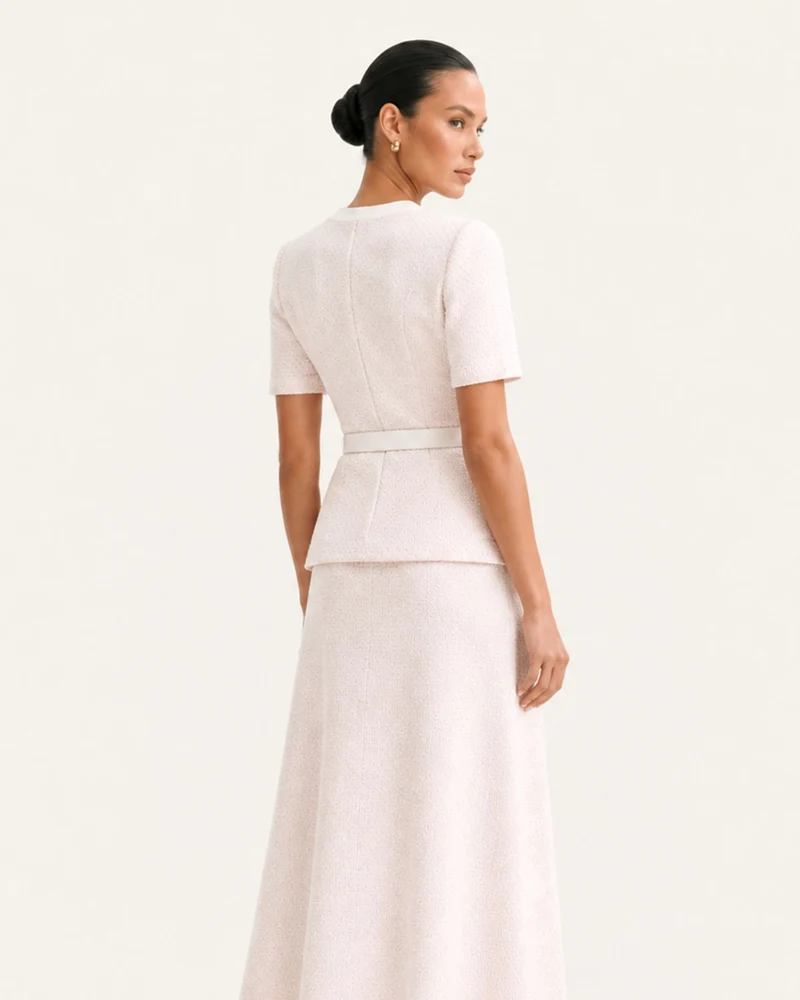 Mary Beaded Belt Slimming Top Knitwear + Skirt