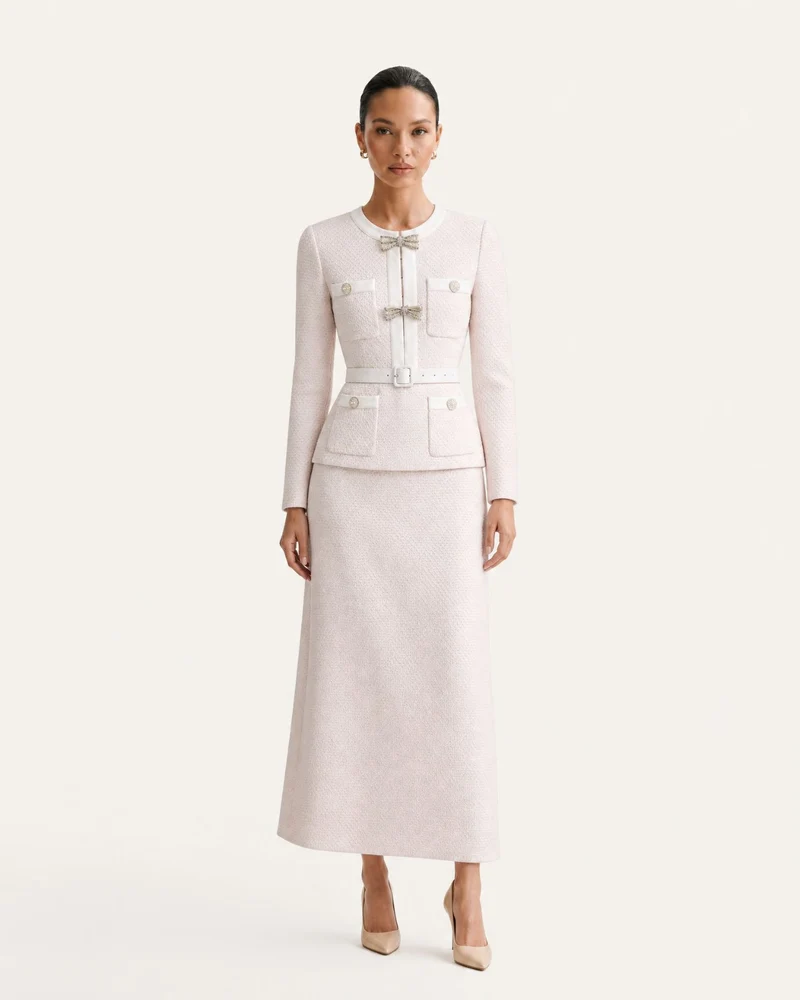 Mary Beaded Belt Slimming Top Knitwear + Skirt