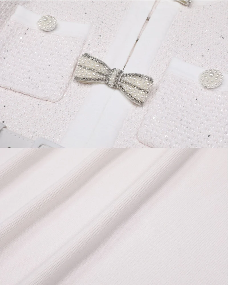Mary Beaded Belt Slimming Top Knitwear + Skirt