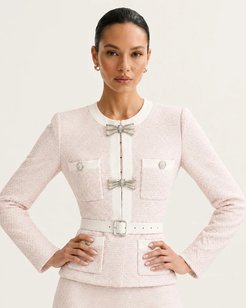 Mary Beaded Belt Slimming Top Knitwear + Skirt