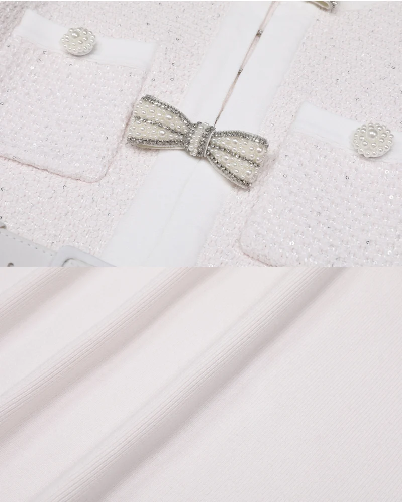 Mary Beaded Belt Slimming Top Knitwear + Skirt