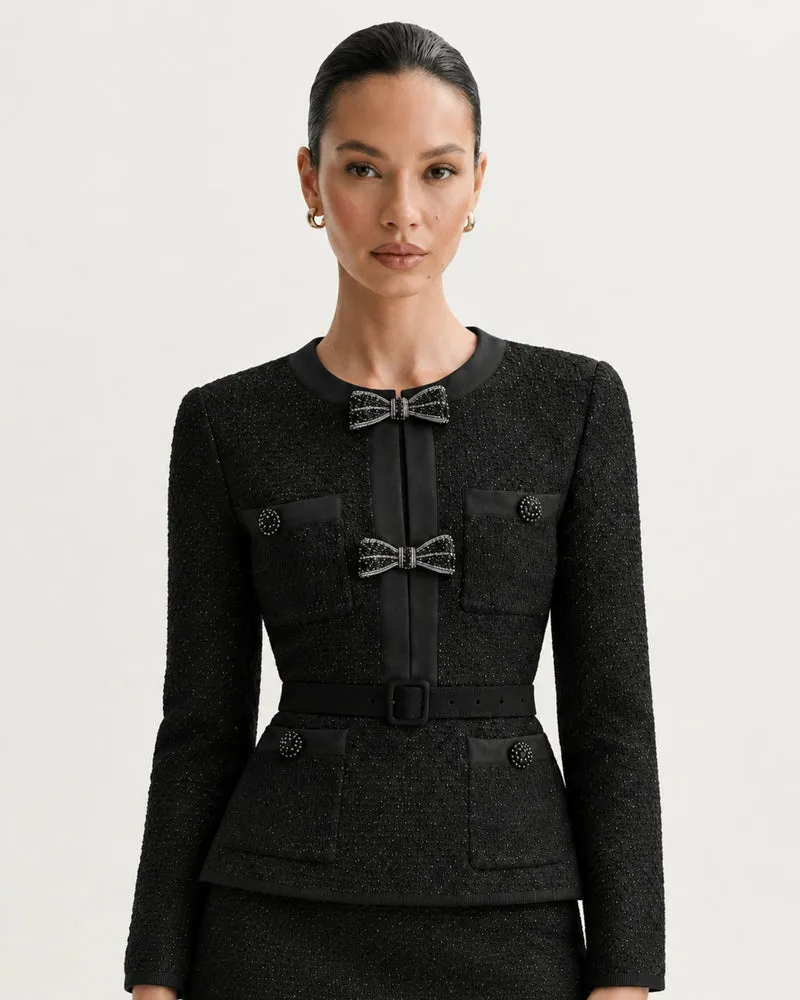 Mary Beaded Belt Slimming Top Knitwear + Skirt