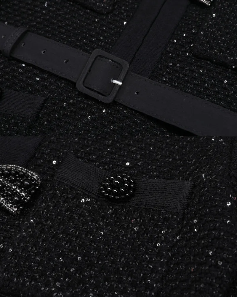 Mary Beaded Belt Slimming Top Knitwear + Skirt