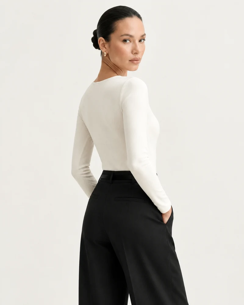 Rosy High-Waisted Straight Leg Trousers