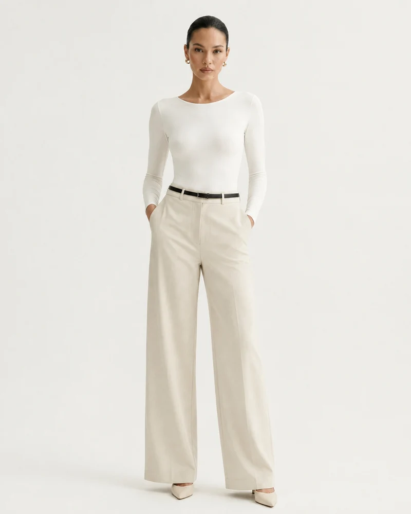Rosy High-Waisted Straight Leg Trousers