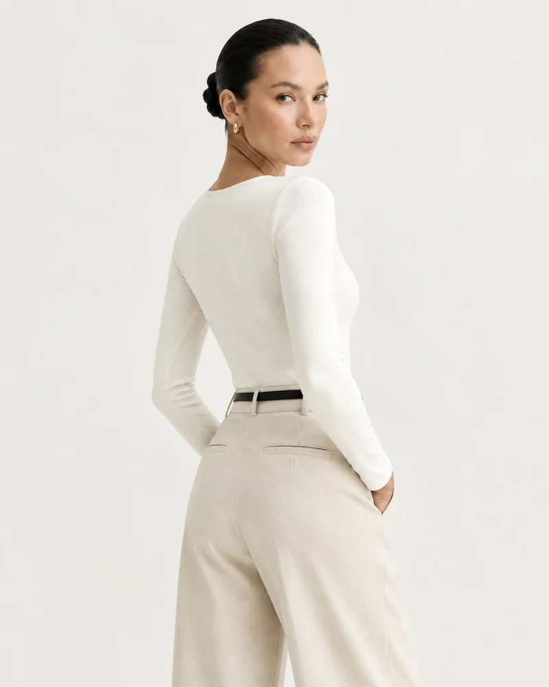 Rosy High-Waisted Straight Leg Trousers