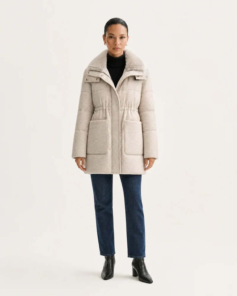 High-End Hooded Cashmere Down Jacket with Mink Collar