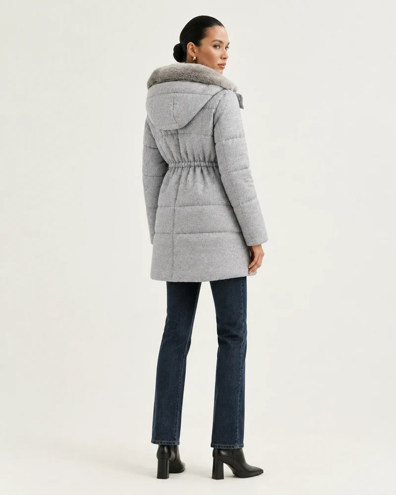High-End Hooded Cashmere Down Jacket with Mink Collar