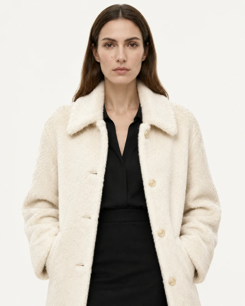 Relaxed Fit Mid-Length Suri Alpaca Coat