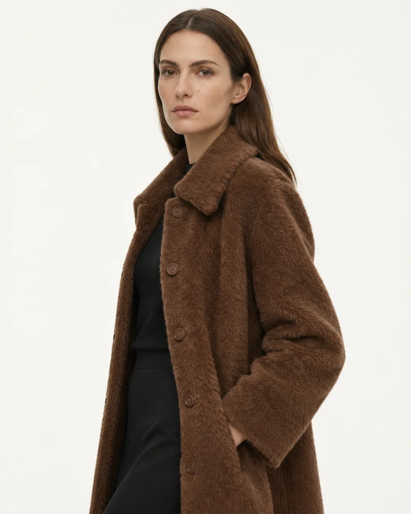 Relaxed Fit Mid-Length Suri Alpaca Coat