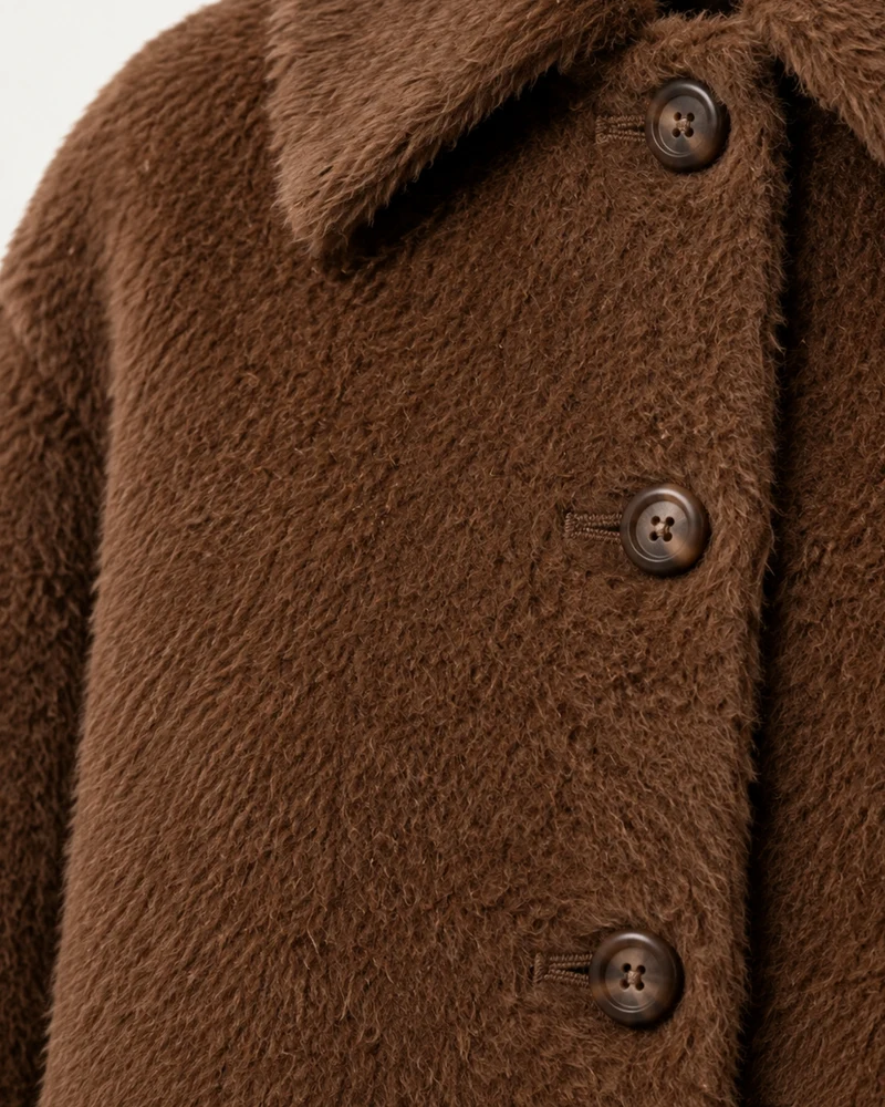 Relaxed Fit Mid-Length Suri Alpaca Coat