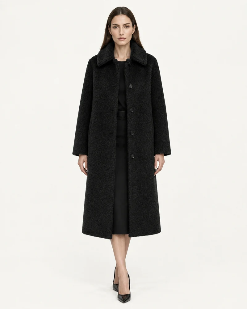 Relaxed Fit Mid-Length Suri Alpaca Coat