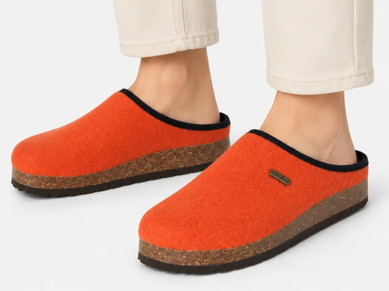 Tuffeln Komfort vegane Filzpantoffeln, orange