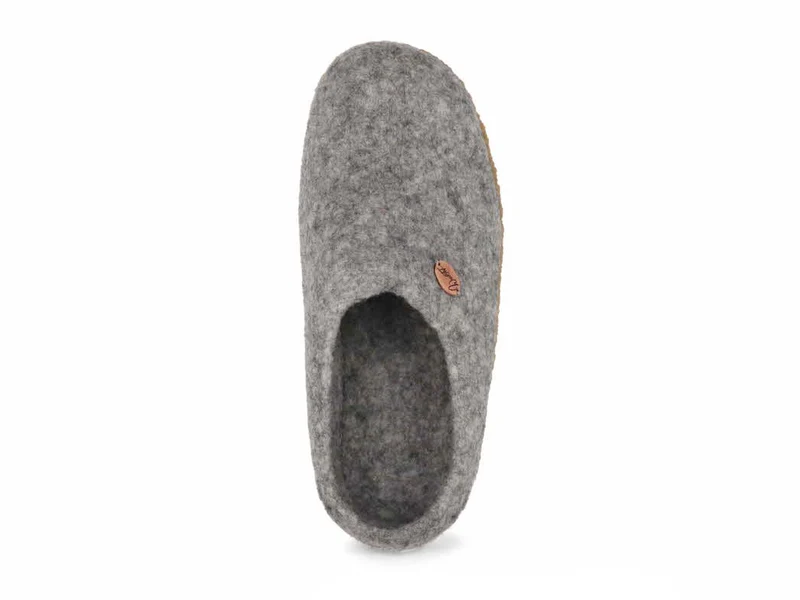 Barfuß-Hausschuh Footprint mit Naturgummisohle, steingrau