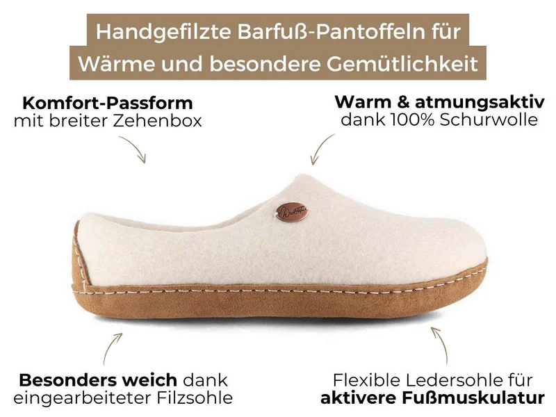 Barfuß-Hausschuh Footprint, weiss