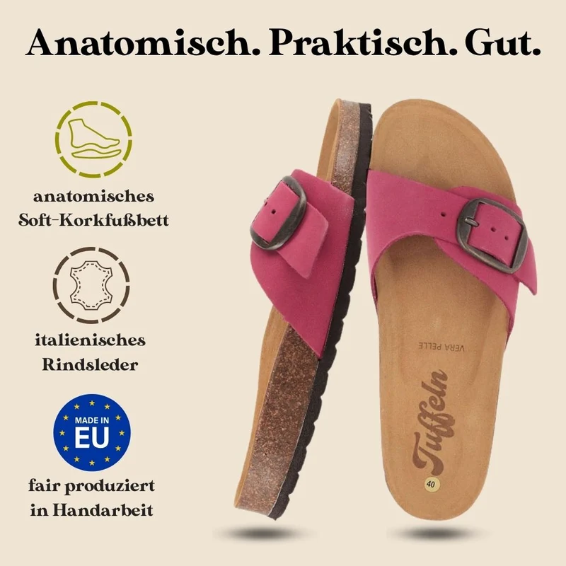Tuffeln Fehmarn Ledersandale, fuxia