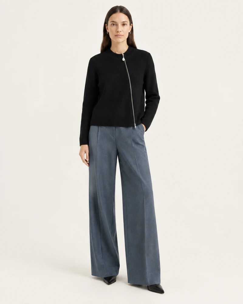 NY Cashmere Asymmetrical Zip Cardigan