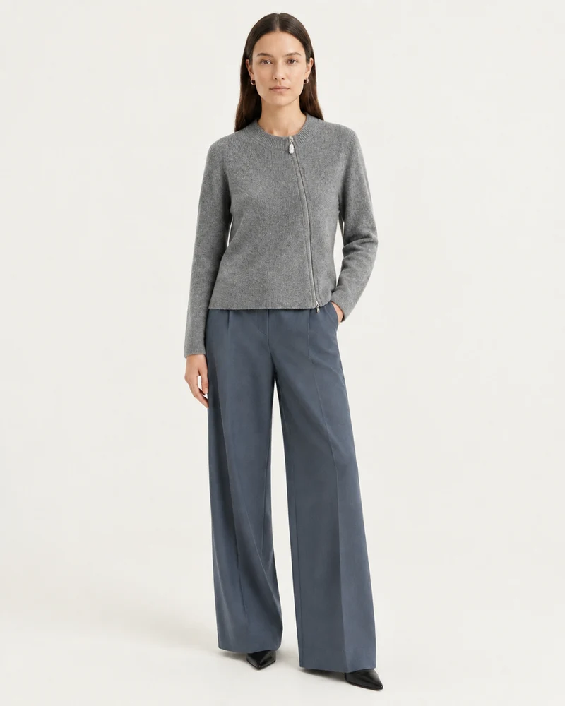 NY Cashmere Asymmetrical Zip Cardigan